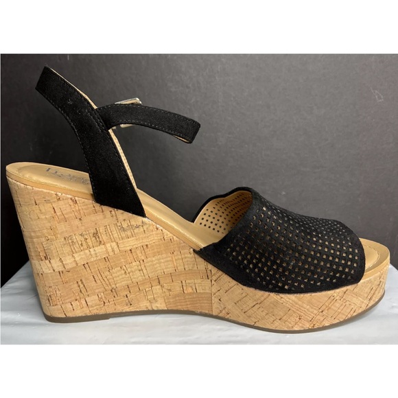 Franco Sarto Carissa Perforated Cork Wedge Sandals Black Size 11M Barely worn! - Picture 9 of 12